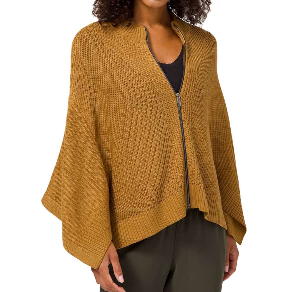 Like New Lululemon Softer Still Cashmere Blend Sweater Wrap, Gold, Size S